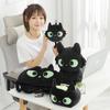 Black Cat Series U-Shaped Foam Particle Neck Pillow with Hood for Office Nap and Travel