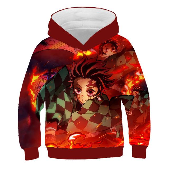 2025 Dětské 3D Mikiny Demon Slayer Módní Podzimní Chlapecká Mikina s Kapucí Manga Kimetsu No Yaiba Chlapci Dívky Svetry 4-14 Let Oblečení
