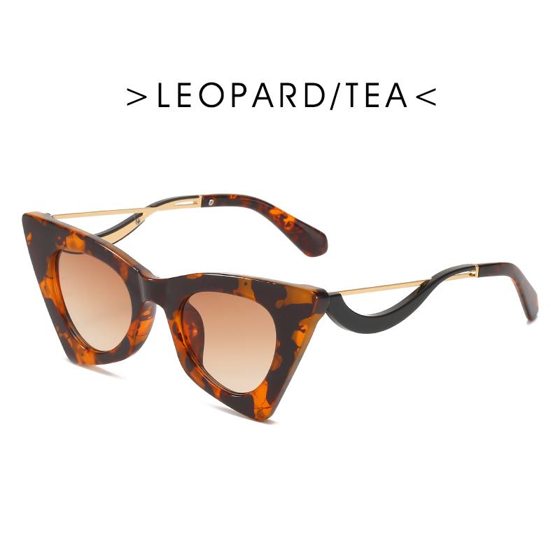 Angular Cat's Eye Sunglasses Trendy Cat Eye Sunglasses Female Personality Curved Mirror Legs Fashion Model Sunglasses
