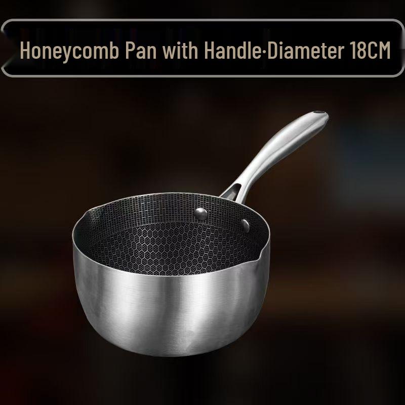 Stainless Steel Yukihira Non-Stick Milk and Noodle Cooking Pot with Honeycomb Design