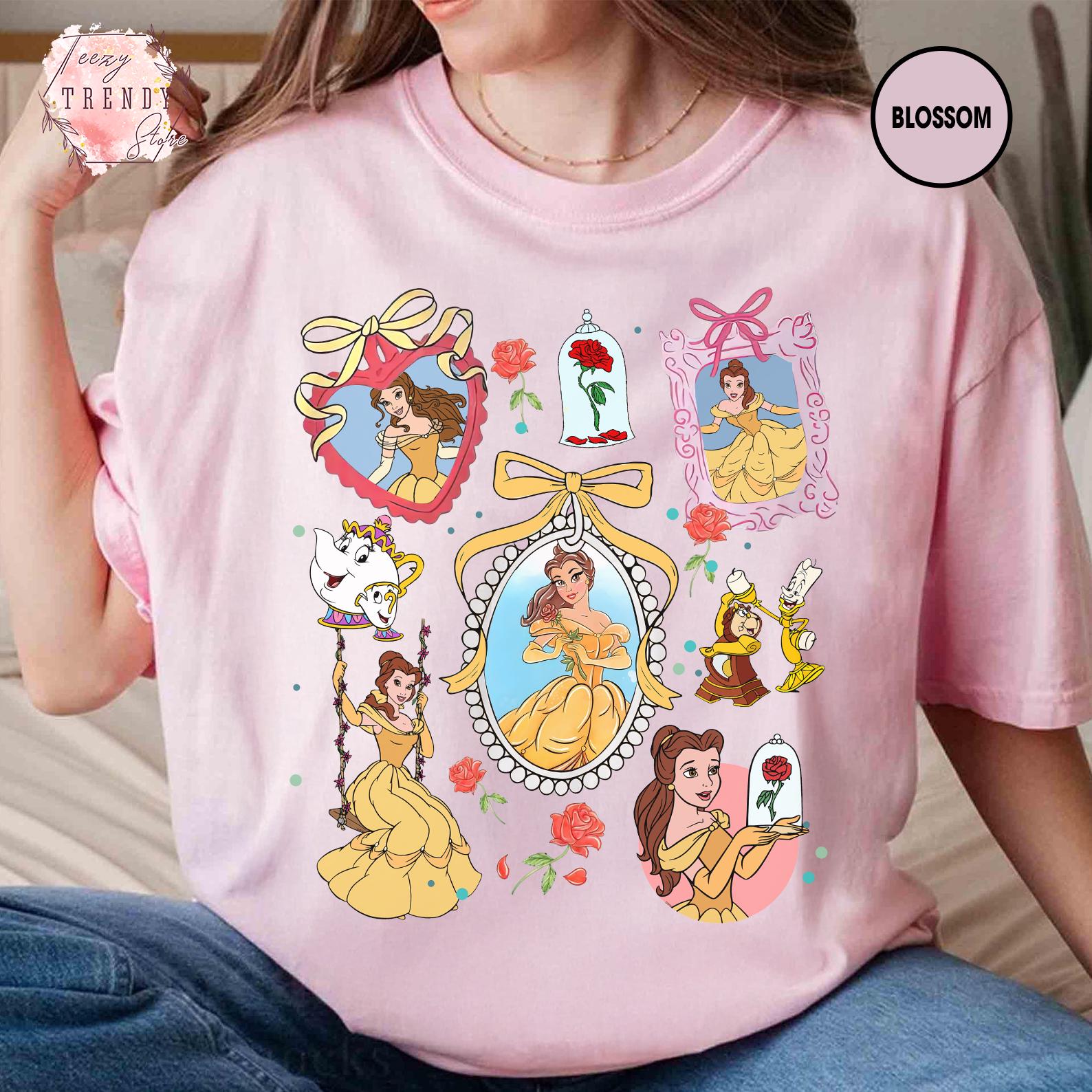 Princess Belle Shirt Princess Tshirt Beauty and The Beast Classic Story Shirt Girls Travel Shirt S