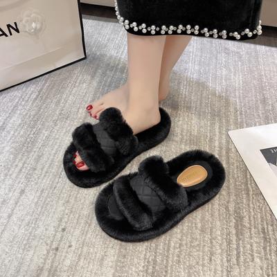 Woman Furry Ladies Faux Fur Luxury Fluffy Plush Slipper House Soft Fuzzy Girl Platform Indoor Flat Casual Sabot Round Toe Winter