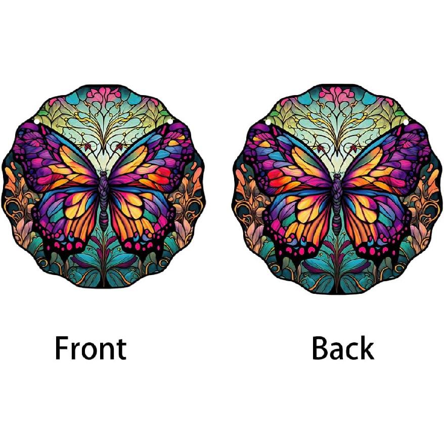 HOTIYOK Colourful Butterfly Stained Acrylic Window Hangings Cute Ornaments Wall Art Decor for Home Coffee Bar, Birthday Party Decorations