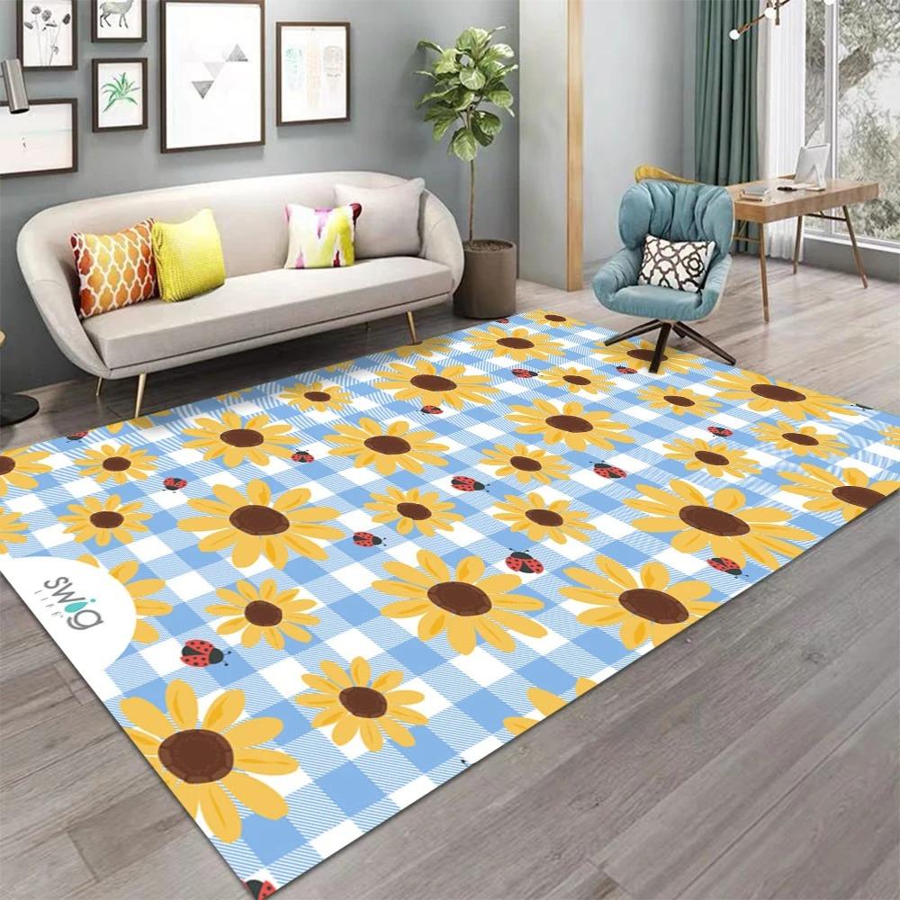 Colorful Checkerboard Patchwork Plaid Rug Practical Floor Mat for Living Room Bedroom Fresh and Soft Style Home Decor Carpet