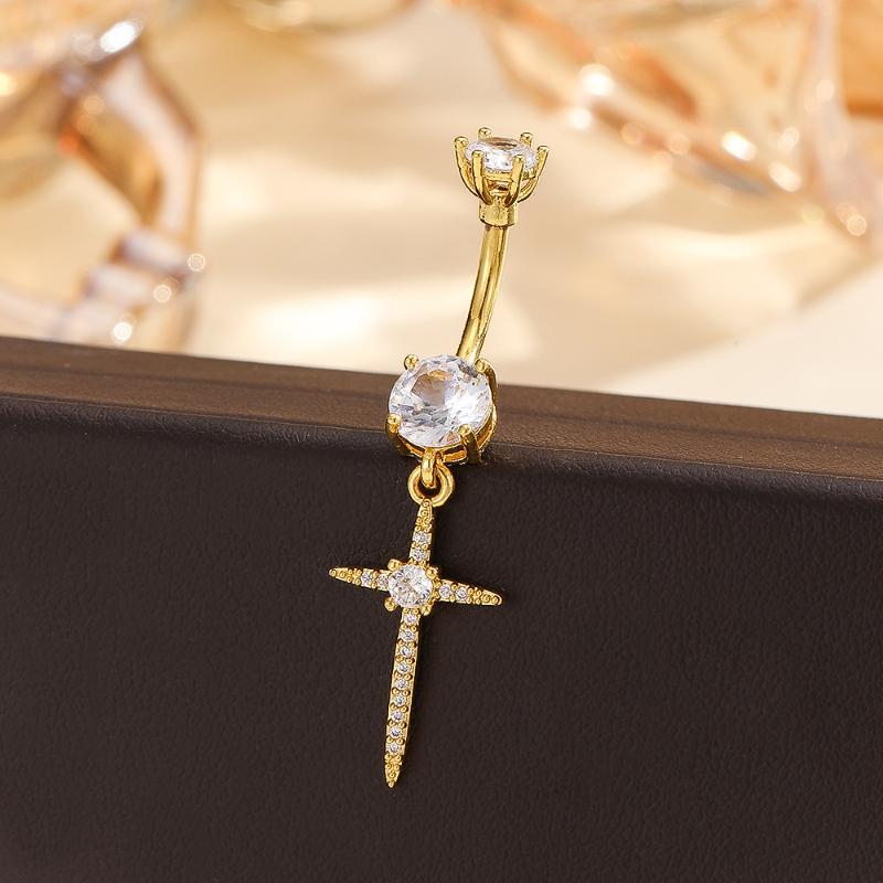 

Fashion Zircon Starfish Cross Pendant Belly Button Rings Navel Piercing Barbell For Women Belly Ring Sexy Body Jewelry Gift A8