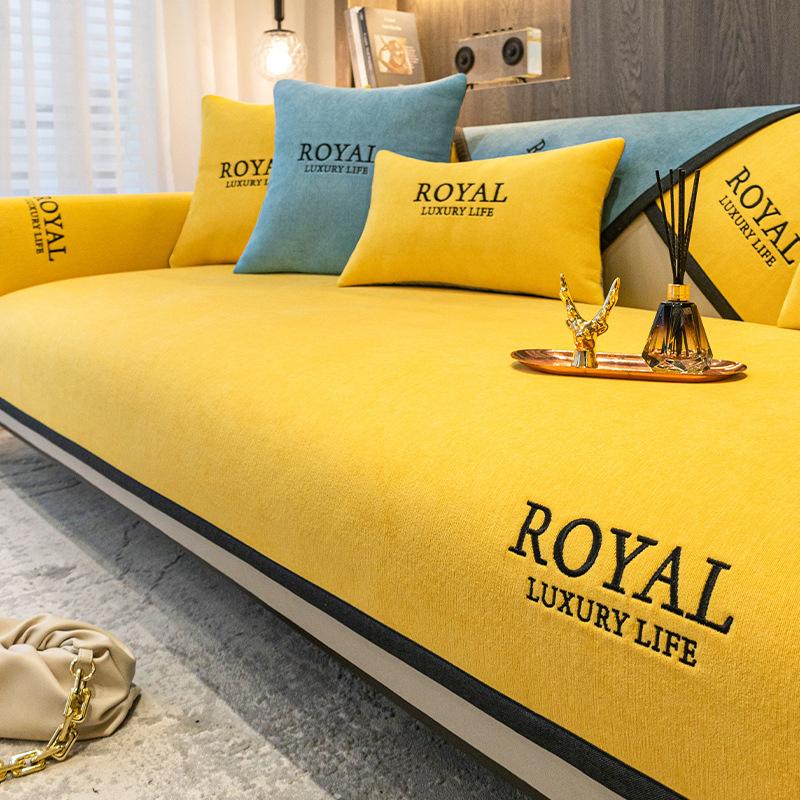 Chenille Sofa Cover Thicken Corner Couch Covers Mat Solid Color Slipcover Pet Dog Kids Mat Sofa Cushion Blanket Live Room