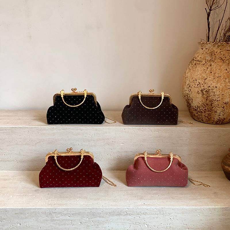 Luxury Design Women's Evening Clutch Purse Dinner Party Ladies Small Clip Shoulder Bag Handbags Retro Female Chain Crossbody Bag KTB