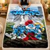 Flannel BlanketSmurfs cute Warm Soft Throw Blanket for Indoor Sofa Bed Living Room Use
