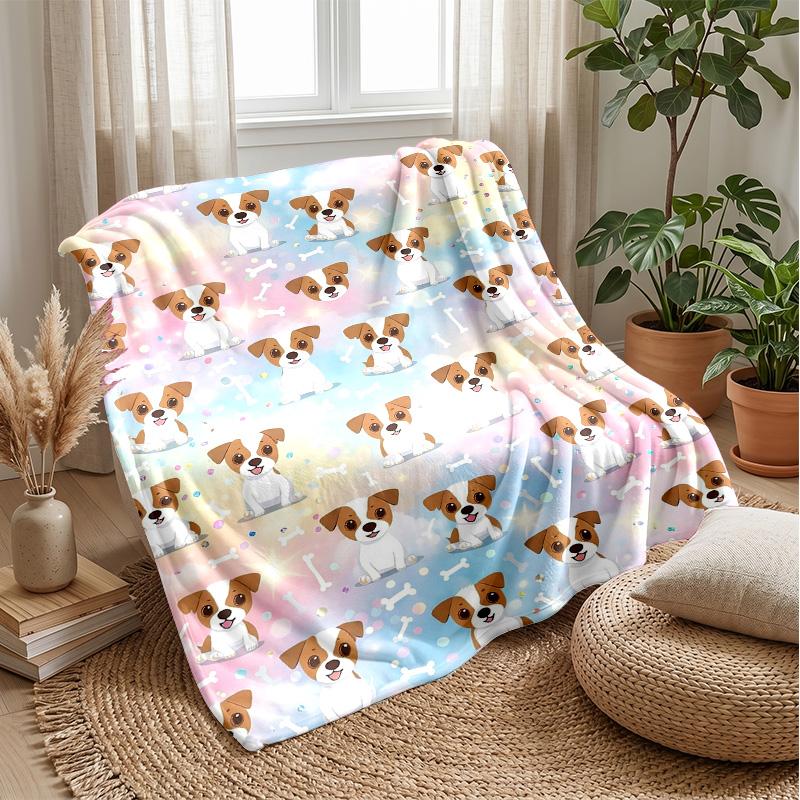 Puppy Love and Fun Theme Blanket Lightweight Warm Flannel Blanket Decorative Throw Blanket for Home Decoration