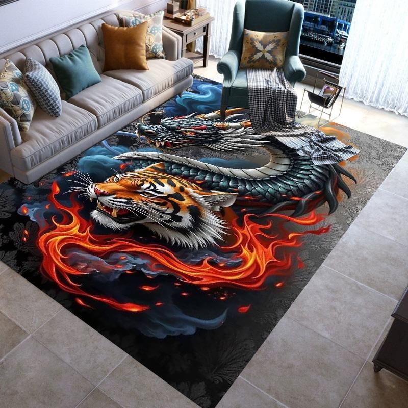 Large Area Rugs Non Slip Animal Tiger Pattern Carpet Living Room Sofa Kitchen Entrance Doormat Hallway Balcony Floor Mat