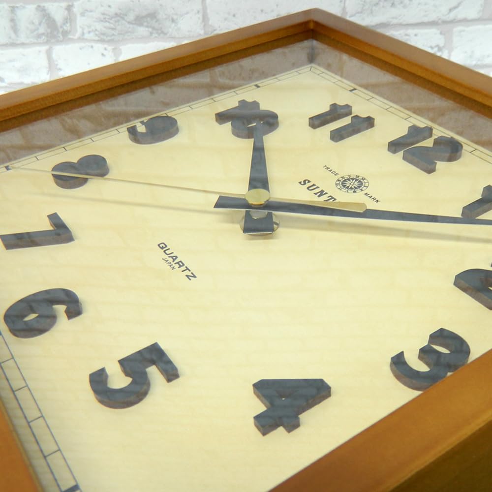 Santeru Square Wall Made in Clock, Brown, Japan, QL696-BR