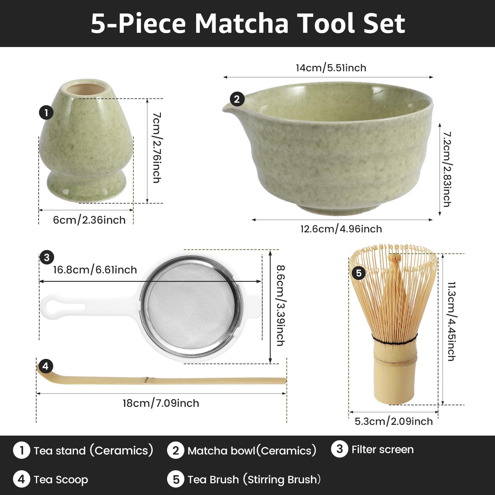 

Набор из 5 предметов для матча Многофункциональный набор для начинающих ручной работы Инструмент с керамической чашей для матча 500 мл Подставка для венчика для матча Бамбуковый матча