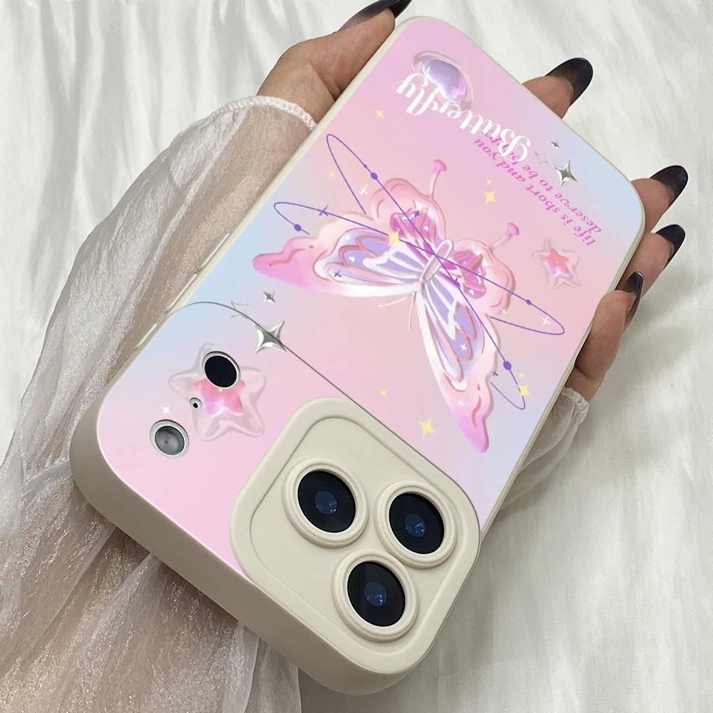 M381 Pink Butterfly flower Cute design Angel Eyes Soft Phone Case for iPhone Samsung Galaxy Xiaomi Rdemi Huawei Honor Infinix Realme OPPO All Model