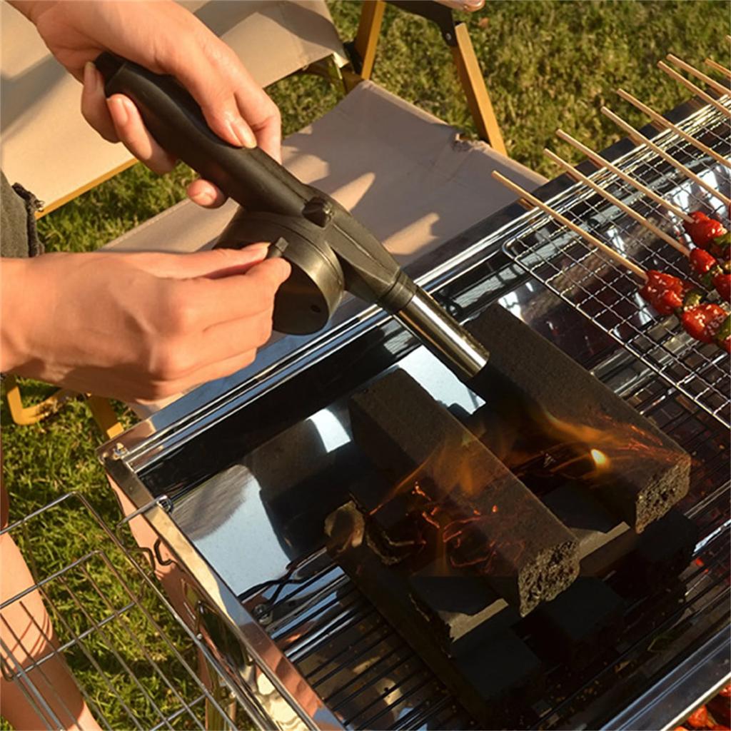 Black Hand-cranked Air Blower Barbecue Fan Mini Portable BBQ Grill Fire Bellows Picnic Camping Accessories Outdoor Hand Tools