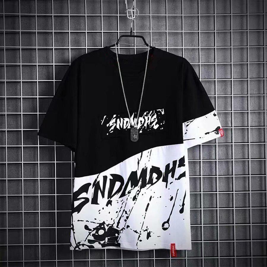 

Мужская модная летняя футболка с капюшоном - свободный крой, короткие рукава