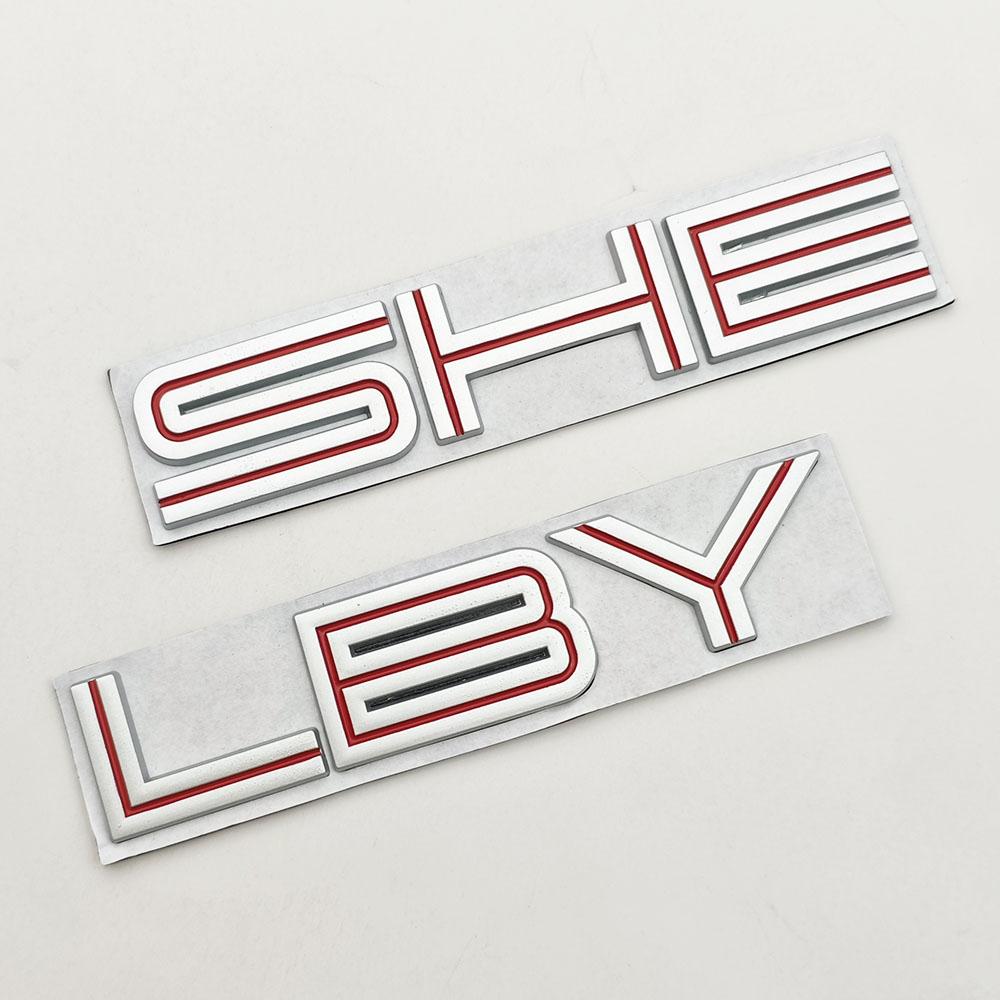 3D Metal Car Sticker Letters SHE LBY Logo Emblem Fender Door Rear Trunk Accessories SHELBY-Silver Red