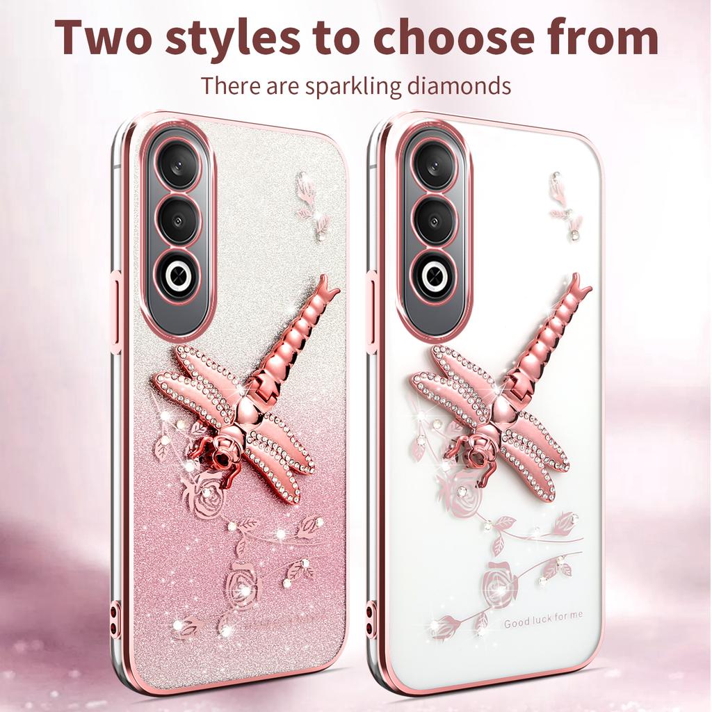 KADEM For OnePlus Nord CE4 5G Case Dragonfly Kickstand TPU Flowers Glitter Phone Cover