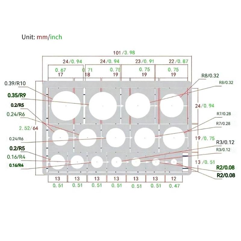 Plastic Coloring Instrument Car Tank Model Roadwheel Rims Sprayer Stencil Template With Measurement Guide