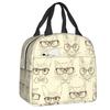 Custom Funny Glasses With Eye Test Chart Lunch Bag Women Optician Optometrist Warm Cooler Insulated Lunch Boxes for Adult Office