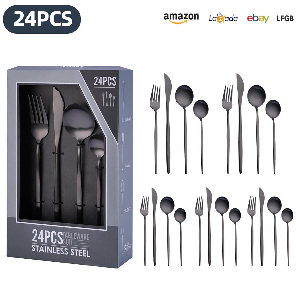 25 Years of New Stainless Steel Tableware Set, Tableware Portuguese Knives, Forks and Spoons 24-piece Gift Box Set