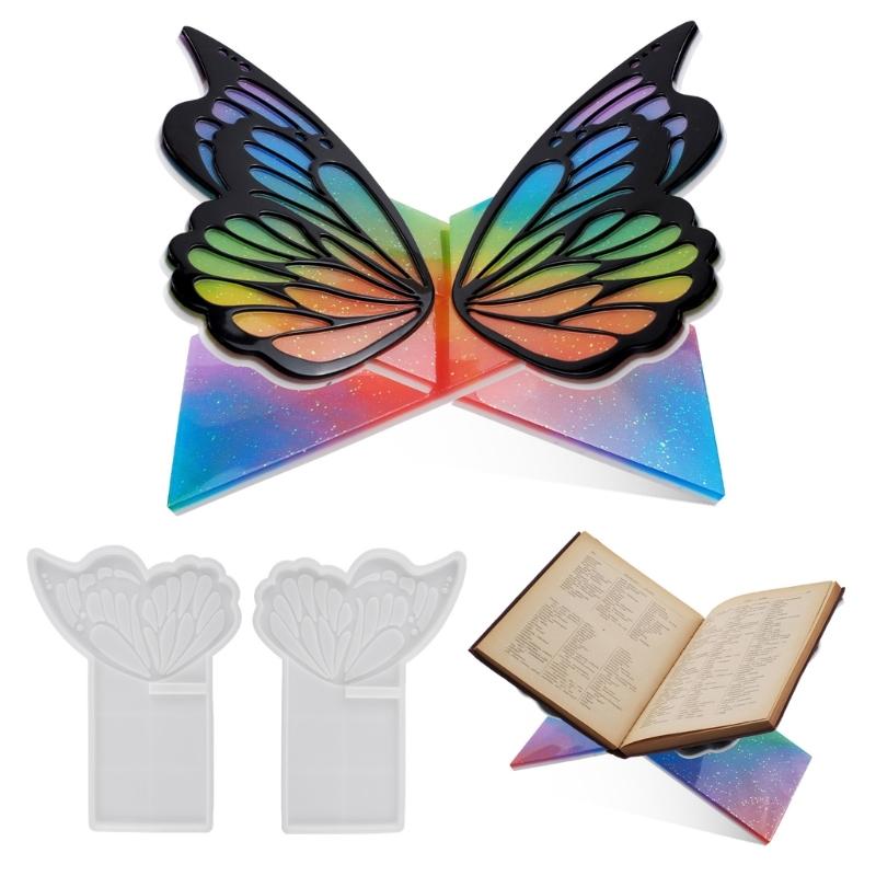 Creative Silicone Butterfly Shape Bookshelf Resin Mold Unique Bookrack Ornament Mould Artistic Book Rack Making Molds