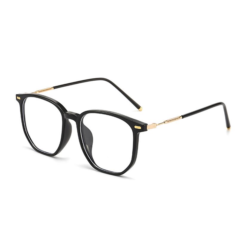 New Cold Brown Glasses Large Frame Personality Fashion Plain Glasses for Bare Face Female Tr90 Hd Anti-Blue Ray Glasses