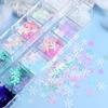 Christmas White Snowflakes Nail Art Glitter Sequin Mermaid Blue Snow Flakes Decorations DIY Manicure Design Nails Accessories