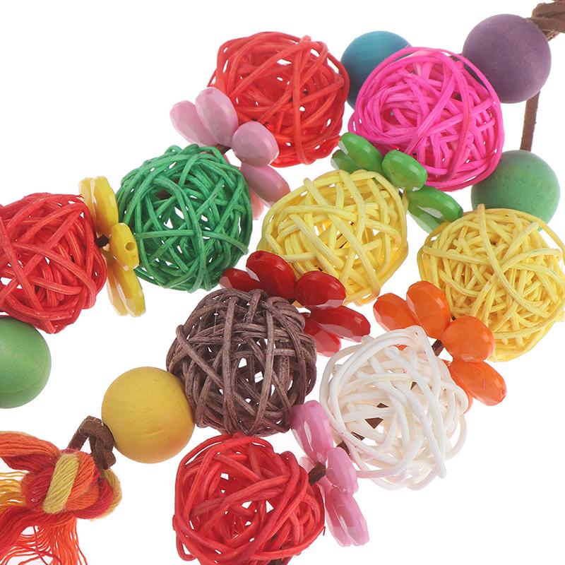 Papagal de mestecat jucărie de pasăre cu muscatură în picioare, colorat, în formă de Rattan, cu colivie, pentru papagal