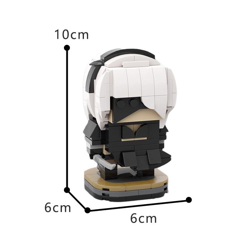 BuildMoc NieRed Automataed 2B YoRHaed No.2 Type B Brickheadz MOC Building Blocks Assemble Model Bricks Figures  Toys Kids Gifts