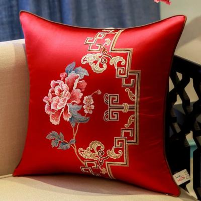 Embroidery Pillowcase Flower Bird Living Room Chinese Style 2025 Sofa Cushion Cover Classical Bedside Backrest Waist Pillow
