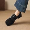 Krazing Pot Flock Round Toe Thick Med Heels Spring Summer Shoes Big Size 43 Size 33 Women Slip on Butterfly-knot Platform Pumps