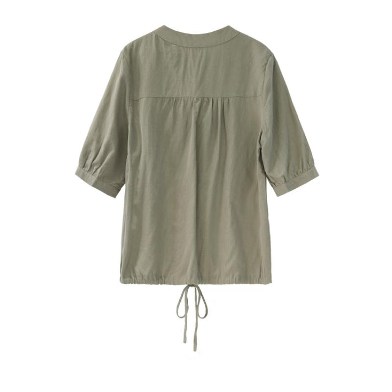 Casual Fashion Age-reducing Cotton and Linen Suit Linen Short-sleeved Pants Two-piece Women