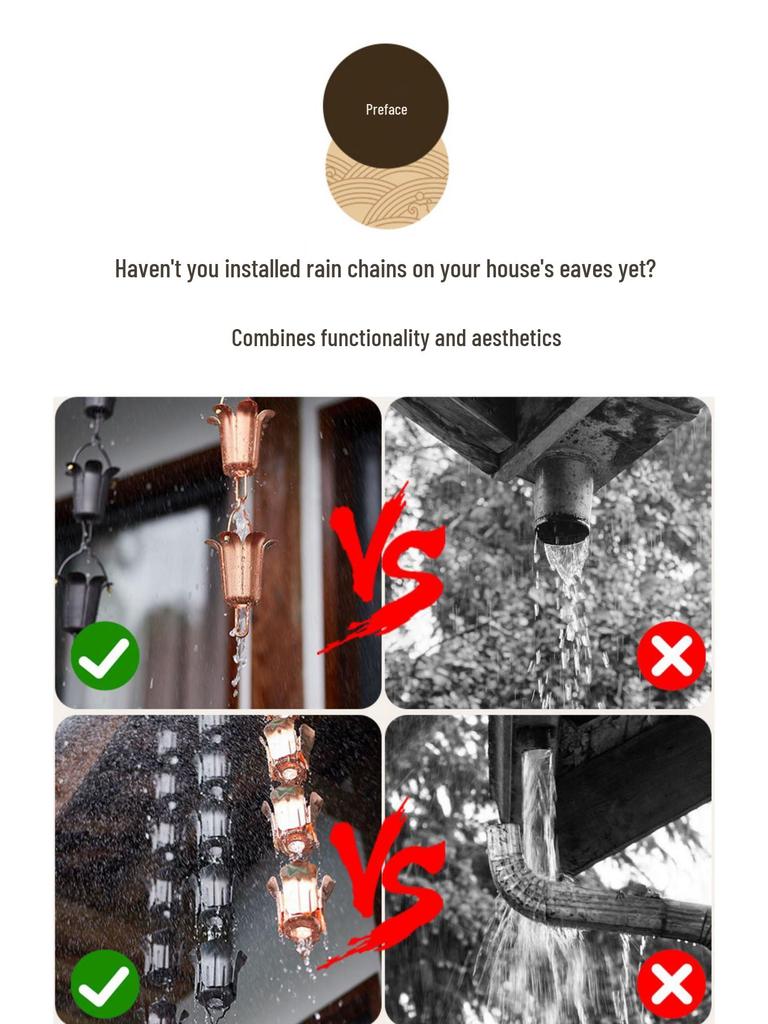 Decorative Exterior Rain Chain for Gutters and Downspouts