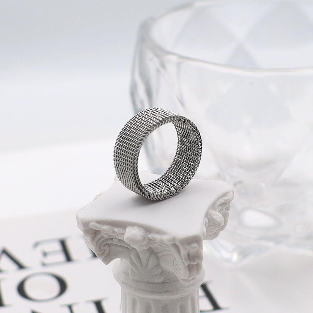 Titanium Steel Woven Mesh Ring Does Not Fade Wind Simple Mesh Men'S And Women'S Jewelry Ring