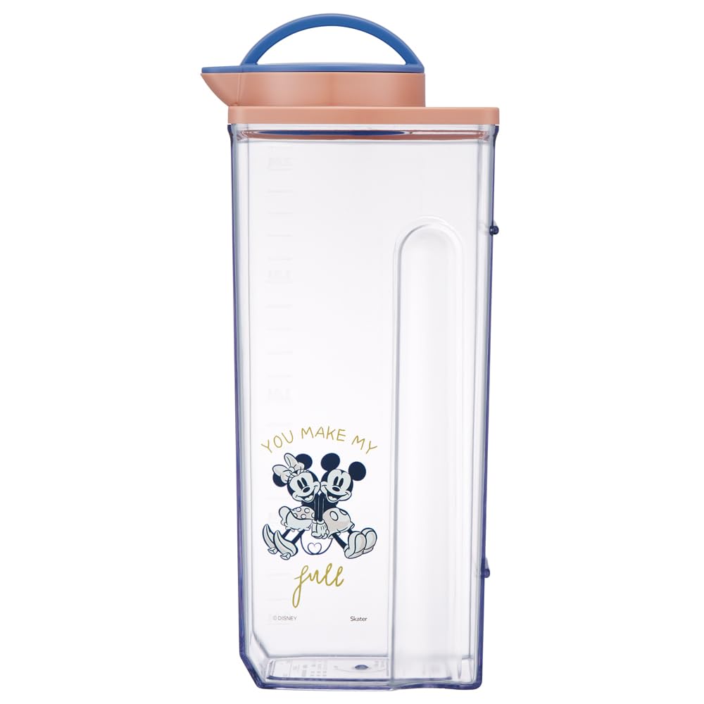 

Skater Heat Resistant Vertical and Horizontal Cold Water Bottle Water Pitcher Disney Mickey Friends Grayish Made in Japan 2.2L & CJ22N-A
