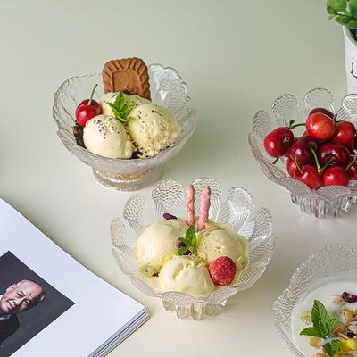 Minimalist Lace Ice Cream Cup, Creative Salad, Transparent Glass Ice Cream Bowl, Juice Milkshake, Dessert Pudding Bowl