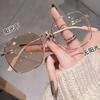 Lunettes Photochromiques Anti-Lumière Bleue pour Femmes, Style Xiaohongshu, Grande Monture Sans Maquillage, Verres Myopie à Teinte Grise