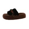 Home super fire lamb wool new autumn and winter 2025 cotton slippers thick bottom fluffy slippers women wear warm