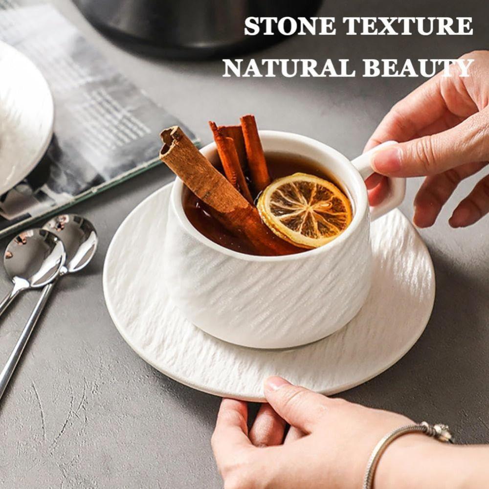 Heat-resistant Cup and Plate Set Comfortable Handle Breakfast Mug  Commercial