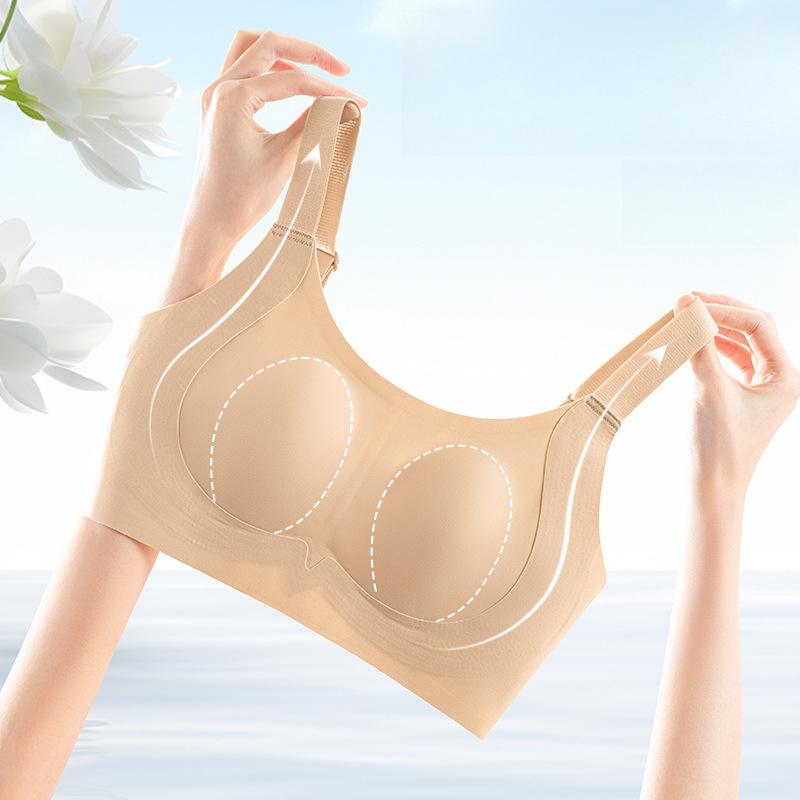 Invisible Bra Women's Jelly Soft Support Underwear Thin Large-sized Full-cup Bra Push Up Bra