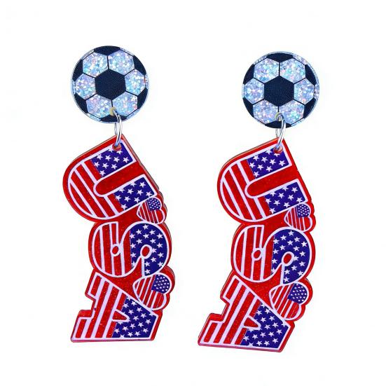 

USA Flag Acrylic Dangle Drop Earrings Independence Day-Themed Earrings Comfortable to Wear Multiple Styles for Sports Holiday Outfits A