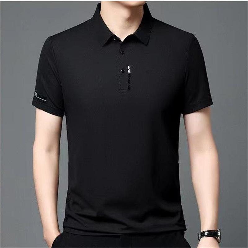 

210G Средне-зеленая Высококачественная Вышитая Рубашка-поло Мужская Футболка с коротким рукавом 4XL чёрный