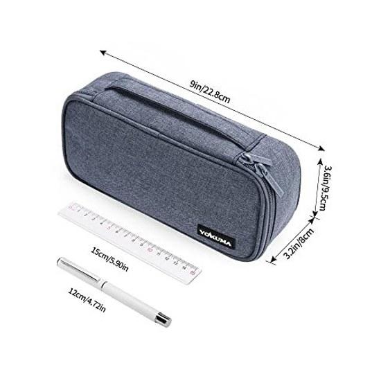 YOKUMA Pencil Case Pen Stylish Simple Large Capacity Multifunctional Adult High School Student Middle Boy Girl University Elementary Children (blue)