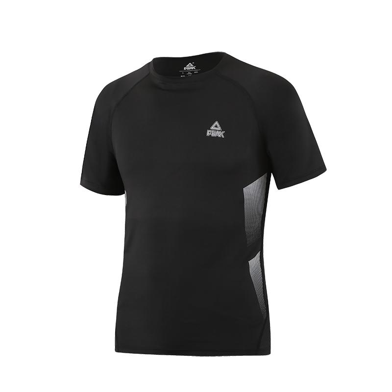 Peak Summer Printed Breathable Lightweight Fitness Shorts And Short Sleeve Casual Sports Suit Unisex Sets Black YS02135+YS01308