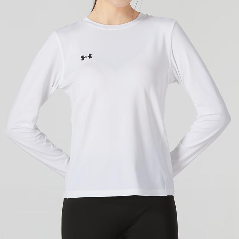 Under Armour Logo Print Breathable Long Sleeve T-Shirt Women Tops White 22600308-100