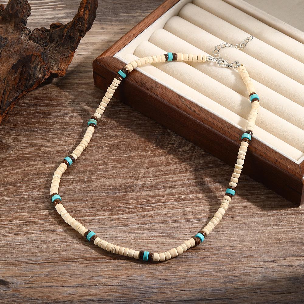Bohemian Turquoise Coconut Shell Beaded Men's Layered Necklace