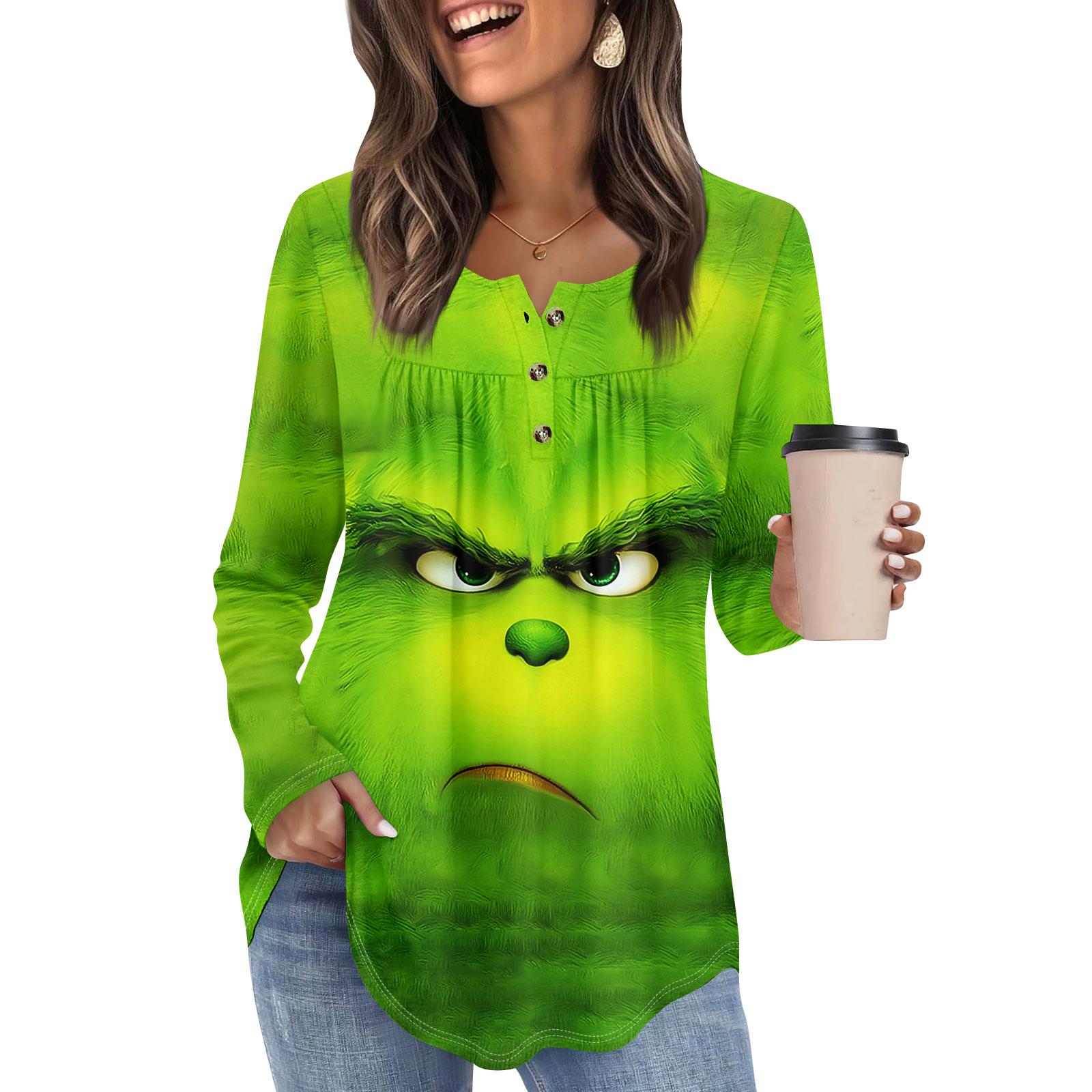 

Женская туника с длинным рукавом, свободные топы, повседневные топы оверсайз, плиссированная туника, застегивающаяся на пуговицы, повседневные женские топы с принтом XXL