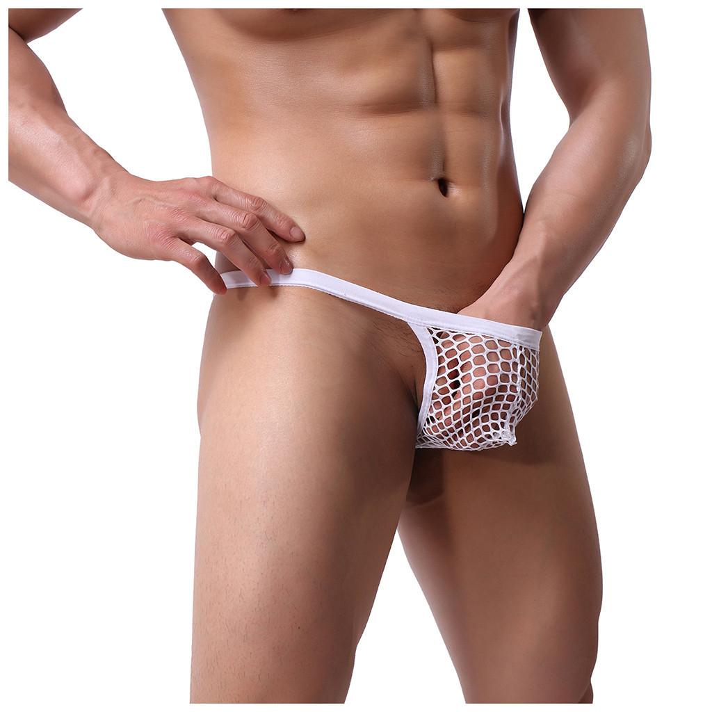 Men Hollow Out Low-Waist Sexy Underwear Rhombus Sexy Underwear
