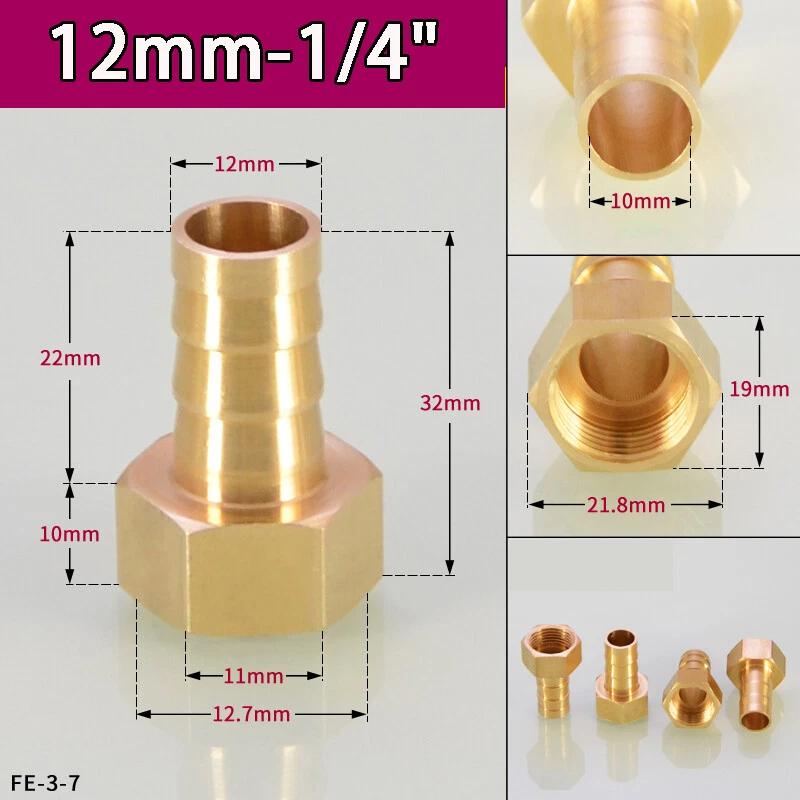 Peijian 1/8" 1/4" 3/8" Bsp Brass Pipe Fitting Barbed Hose Tail Joiner Tubing Connector Air Water Fuel Gas 6/8/10/12/14/18mm Fuel System Fittings7
