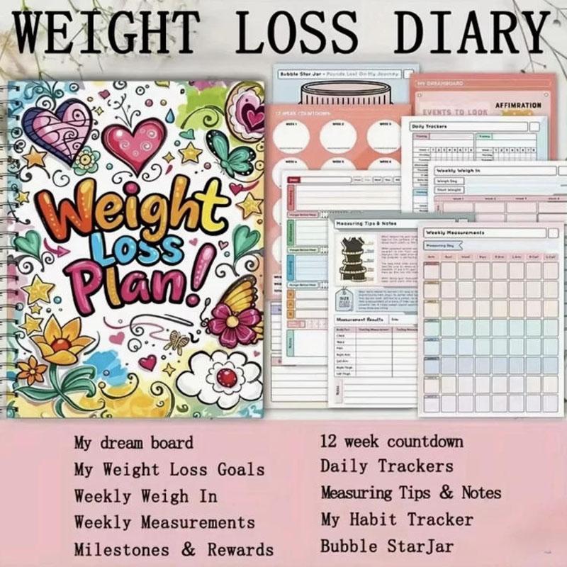 104 Page Weight Loss Planner Diary Journal Motivation Measurements Tracking